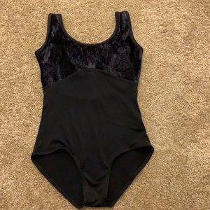 Black Microfiber/Velvet Yumiko Leotard